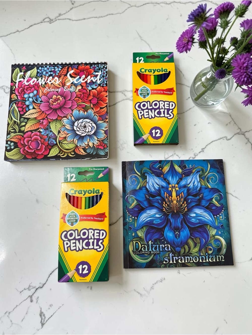Coloring Book + Crayola Colored Pencils Set Floral (Pick One) NWT